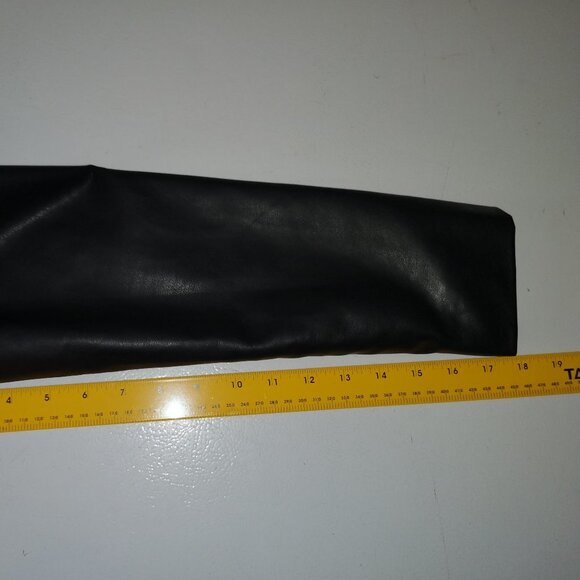 Reitmans Ladies Black & White Plaid with Faux Leather Sleeves & Accents Coat - Picture 7 of 8